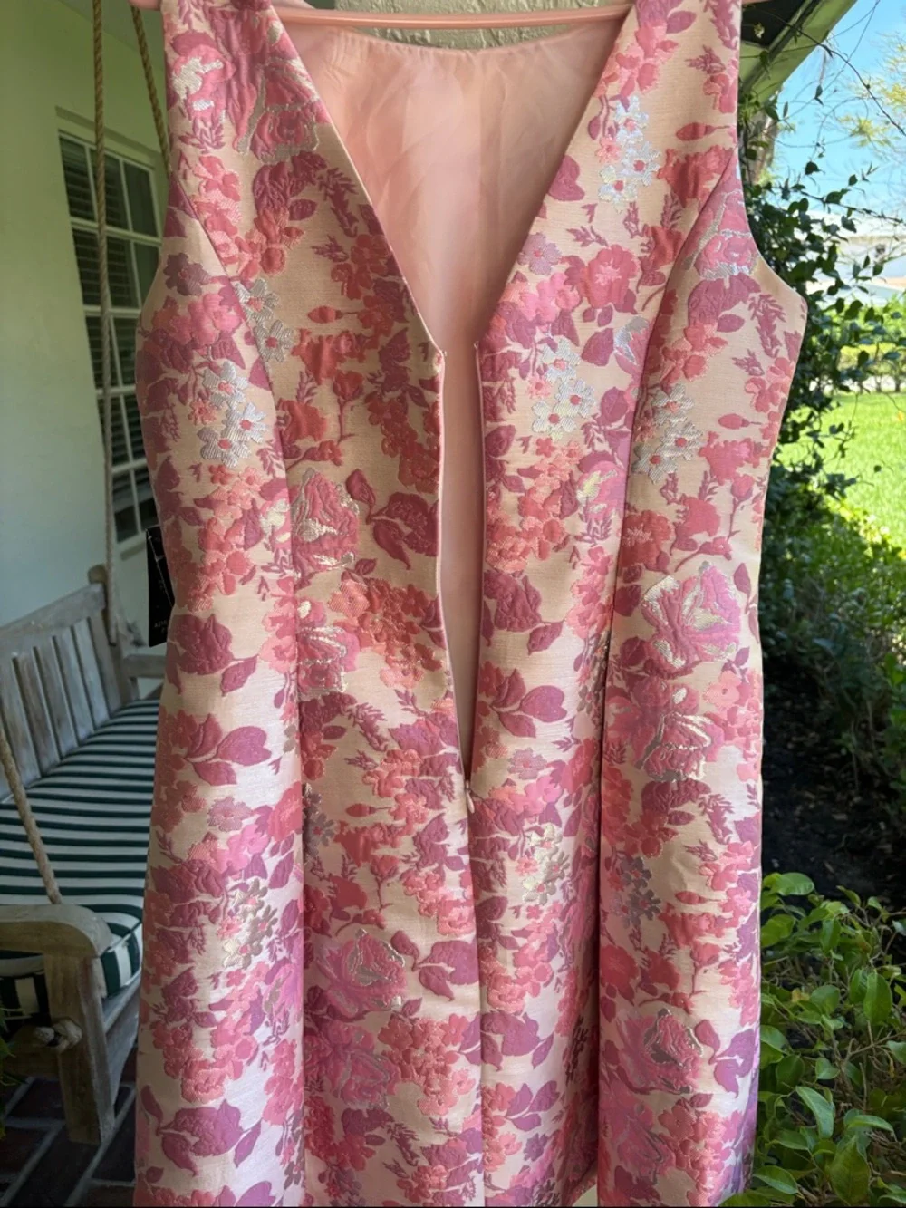 Adrianna PAPELL-Pink Floral  Jacquard Dress - Picture 7 of 8